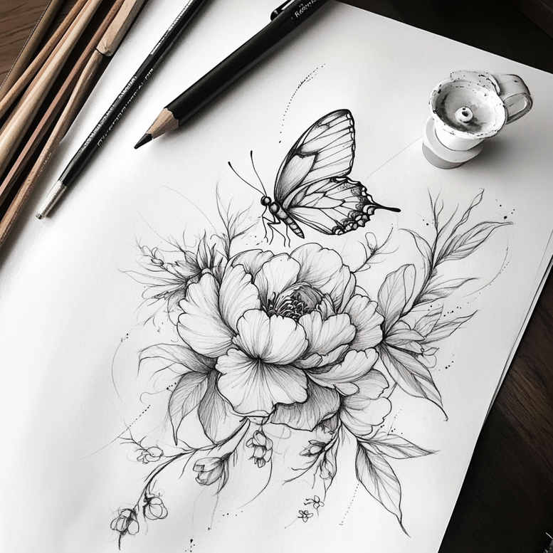 delicate-flowers tattoo design ideas plain pastel hues shows perseverance