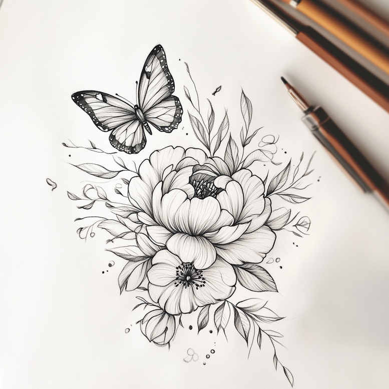 delicate-flowers tattoo design ideas quiet soft edges for abdomen