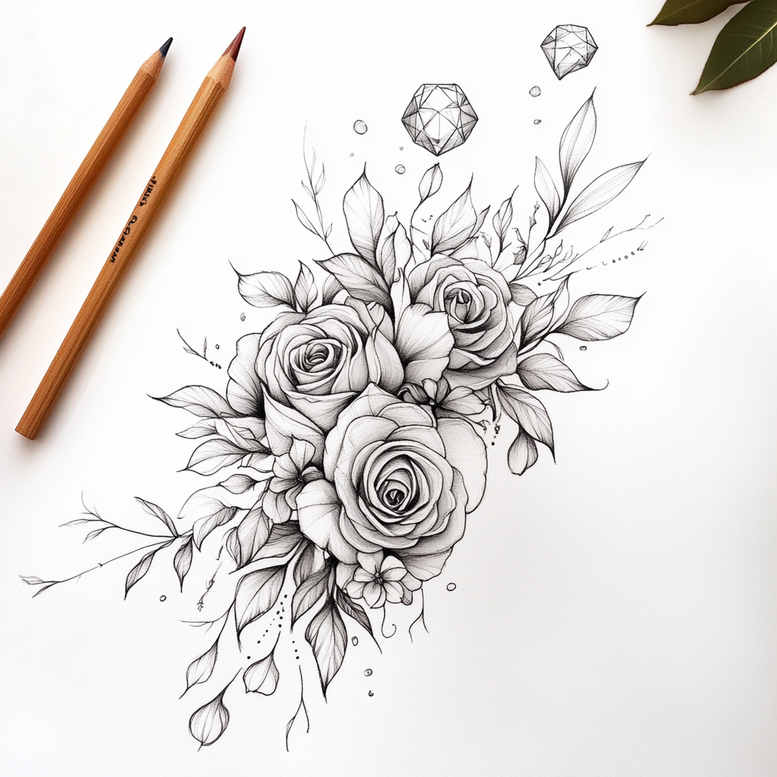 delicate-flowers tattoo design ideas empty space subtle color for shoulder blade