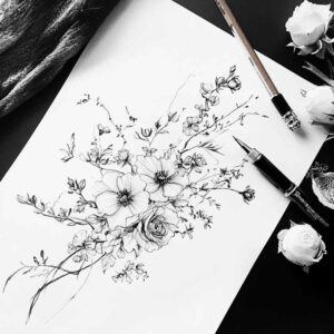 delicate-flowers tattoo design ideas tiny motif subtle highlights symbolising strength
