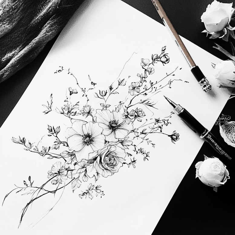 delicate-flowers tattoo design ideas tiny motif subtle highlights symbolising strength