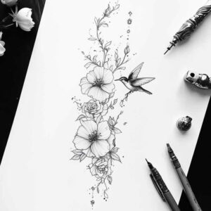 delicate-flowers tattoo design ideas empty space subtle shading for collarbone