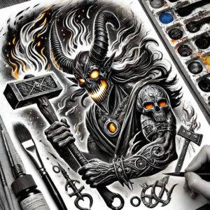 demon-with-flames – tattoo design ideas free ai generated – empty – for-stomach – Gallery: demons-inkby-ai