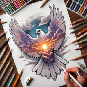 dove-symbol – tattoo design ideas free ai generated – realism-transparent-layer – for-spine – Gallery: doves-inkby-ai