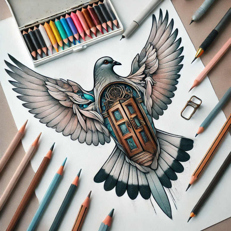 dove-with-leaf – tattoo design ideas free ai generated – realism-ultra-detailed – for-sternum – Gallery: doves-inkby-ai