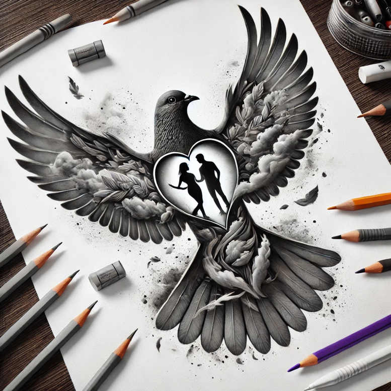 white-dove – tattoo design ideas free ai generated – realism-inner-glow – for-wrist – Gallery: doves-inkby-ai