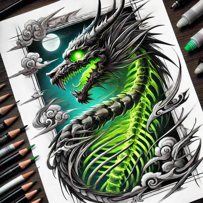 chinese-dragon – tattoo design ideas free ai generated – spectral – for-shoulder – Gallery: dragons-inkby-ai