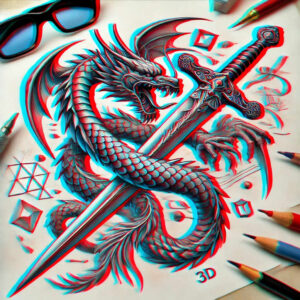 dragon-emblem – tattoo design ideas free ai generated – void – for-lower-leg – Gallery: dragons-inkby-ai