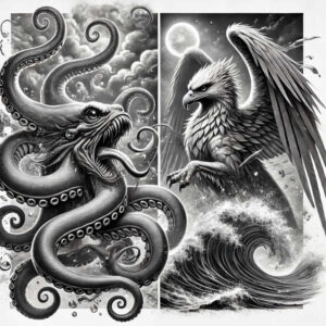 dragon-flame-tattoo – tattoo design ideas free ai generated – nightmarish – for-foot – Gallery: dragons-inkby-ai