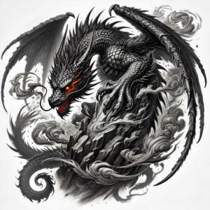 dragon-pattern – tattoo design ideas free ai generated – odd – for-upper-shoulder – Gallery: dragons-inkby-ai