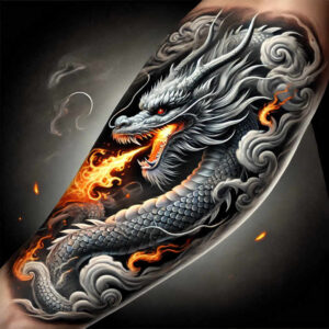 dragon-pattern – tattoo design ideas free ai generated – weird – for-outer-arm – Gallery: dragons-inkby-ai
