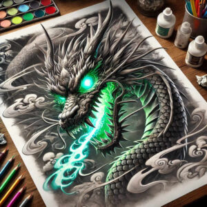 fiery-dragon – tattoo design ideas free ai generated – supernatural – for-back-shoulder – Gallery: dragons-inkby-ai