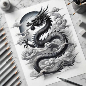 fiery-dragon – tattoo design ideas free ai generated – weird – for-stomach – Gallery: dragons-inkby-ai