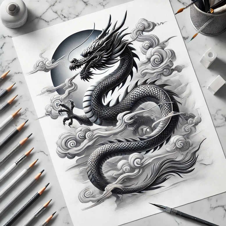 fiery-dragon – tattoo design ideas free ai generated – weird – for-stomach – Gallery: dragons-inkby-ai