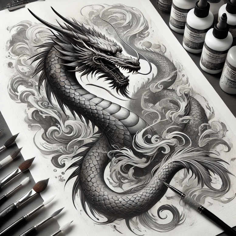 dragons tattoo design ideas rich shading curved lines for inner arm