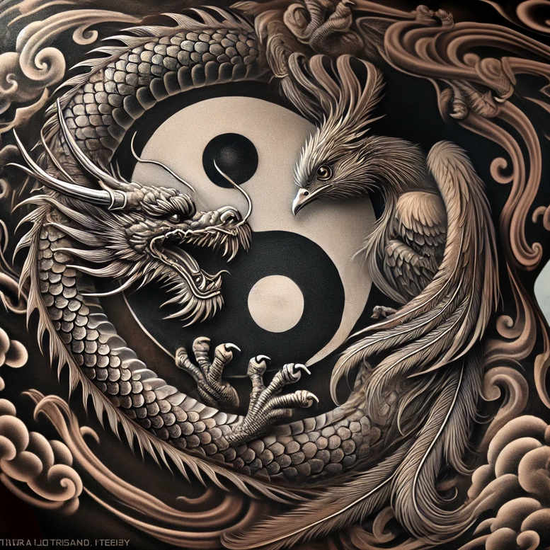 dragons tattoo design ideas contrasting colors fire meaning strength