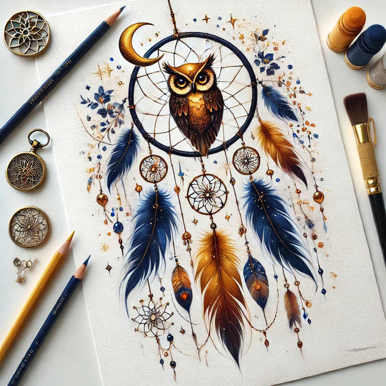 dreamcatcher-and-light – tattoo design ideas free ai generated – realism-volume-effect – for-shin – Gallery: dreamcatchers-inkby-ai