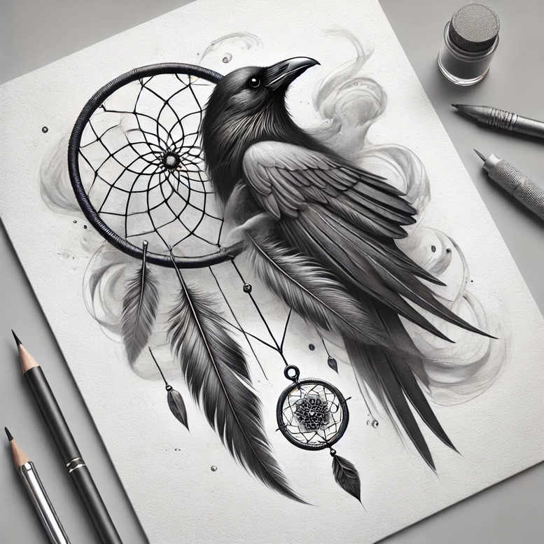 dreamcatcher-symbol-of-dreams – tattoo design ideas free ai generated – neotraditional-clean-fill – for-upper-arm – Gallery: dreamcatchers-inkby-ai