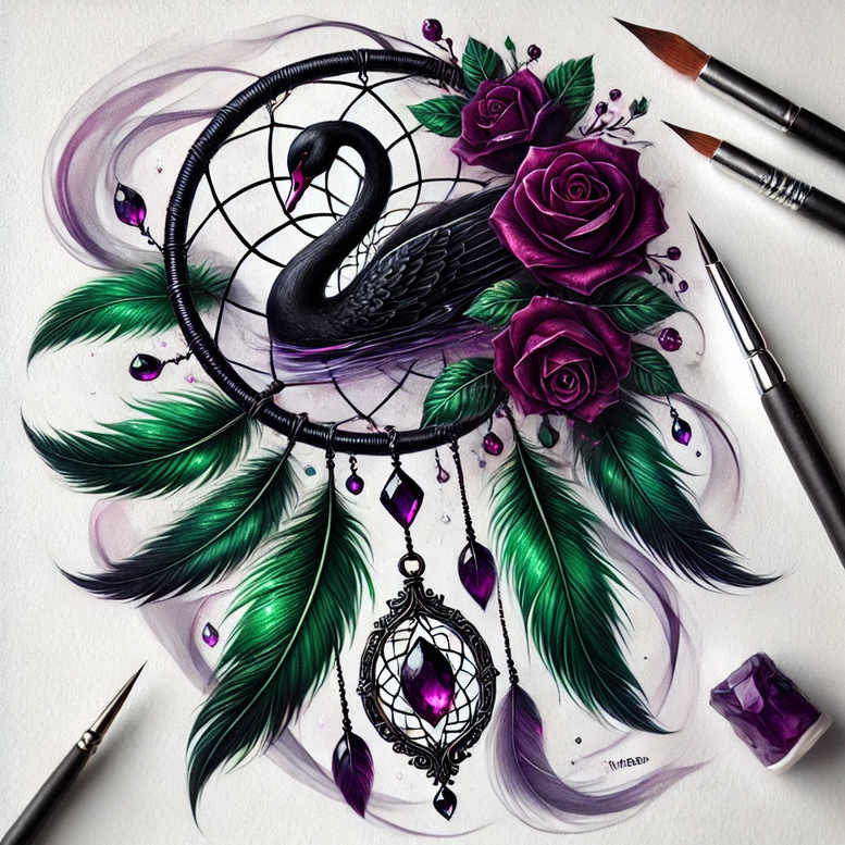 geometric-dreamcatcher-pattern – tattoo design ideas free ai generated – surrealism-chromatic-aberration – for-hip – Gallery: dreamcatchers-inkby-ai