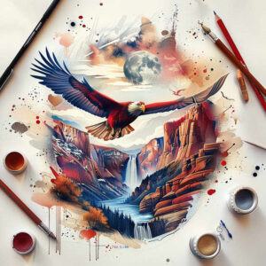 eagle-in-clouds – tattoo design ideas free ai generated – realism-hyper-detail – for-nape – Gallery: eagles-inkby-ai