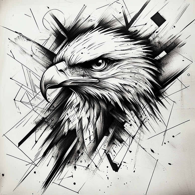 eagles tattoo design ideas Surrealism whimsical detailed shading symbol of resilience