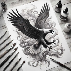 eagles tattoo design ideas Surrealism blurred edges elegant curves perseverance and power