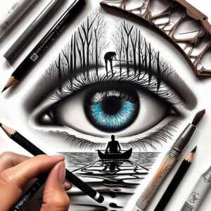 eye – tattoo design ideas free ai generated – surrealism-spectral-hues – for-inner-arm – Gallery: eyes-inkby-ai
