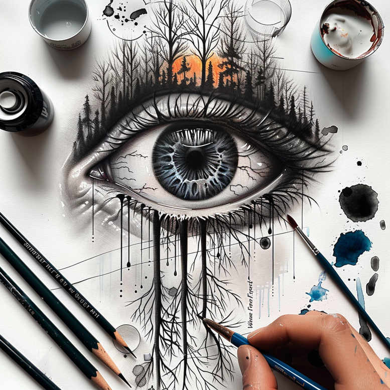 eye-of-time – tattoo design ideas free ai generated – realism-high-contrast – for-hip – Gallery: eyes-inkby-ai