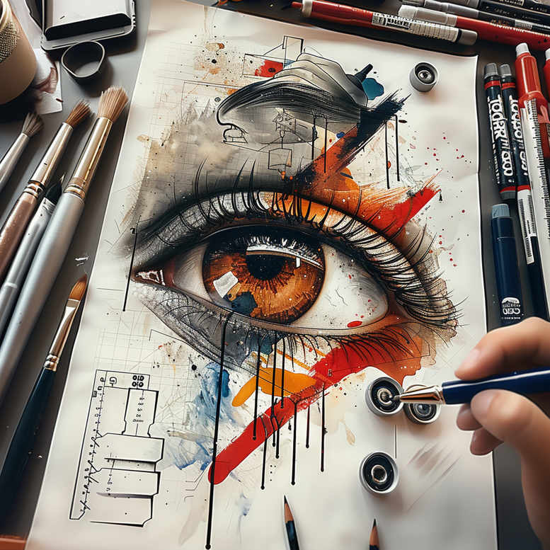 eye-with-leaves – tattoo design ideas free ai generated – neotraditional-bold-color – for-triceps – Gallery: eyes-inkby-ai