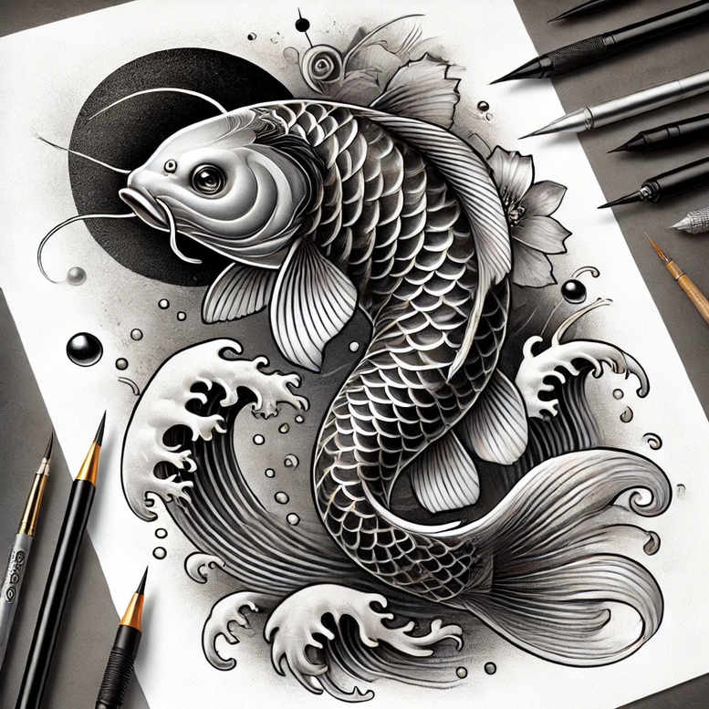 black-and-white-face – tattoo design ideas free ai generated – sharp-focus – for-scapula – Gallery: faces-inkby-ai