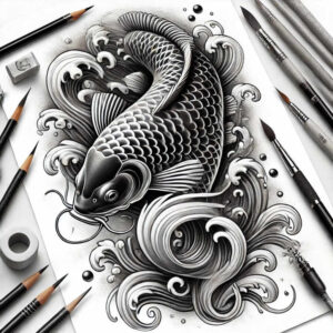 delicate-face – tattoo design ideas free ai generated – smooth-blackwork – for-chest – Gallery: faces-inkby-ai