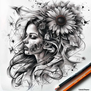 face-and-eyes – tattoo design ideas free ai generated – blended-gradients – for-elbow – Gallery: faces-inkby-ai