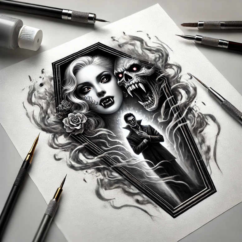 face-and-eyes – tattoo design ideas free ai generated – glowing-edges – for-temple – Gallery: faces-inkby-ai