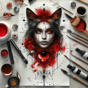 face-and-eyes – tattoo design ideas free ai generated – soft-focus – for-knee – Gallery: faces-inkby-ai