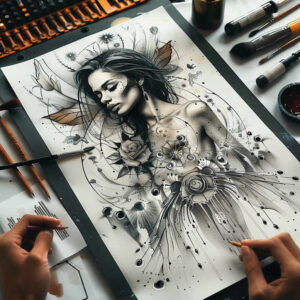 face-in-shadow – tattoo design ideas free ai generated – high-definition – for-upper-back – Gallery: faces-inkby-ai