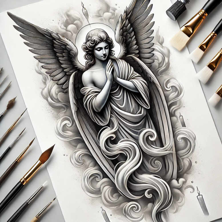 face-in-shadow – tattoo design ideas free ai generated – life-like – for-behind-ear – Gallery: faces-inkby-ai