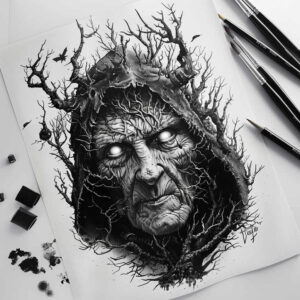face – tattoo design ideas free ai generated – tonal-depth – for-nape – Gallery: faces-inkby-ai