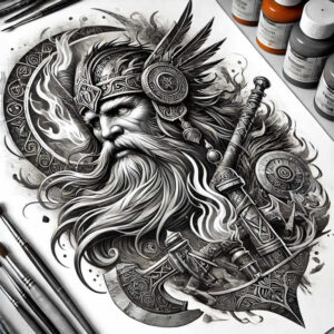 face-with-3d-effect – tattoo design ideas free ai generated – ultra-sharp – for-upper-arm – Gallery: faces-inkby-ai