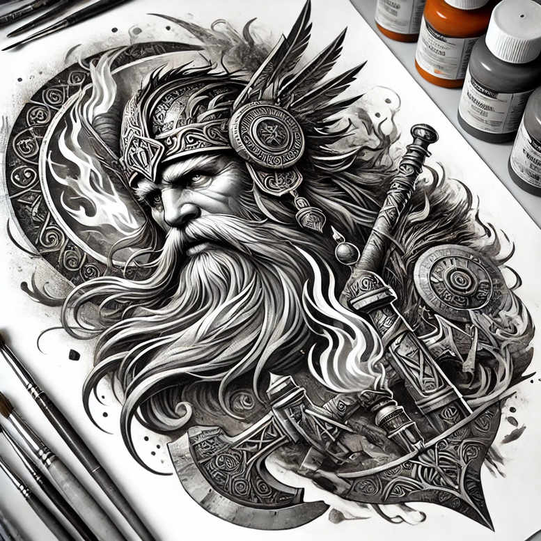 face-with-3d-effect – tattoo design ideas free ai generated – ultra-sharp – for-upper-arm – Gallery: faces-inkby-ai