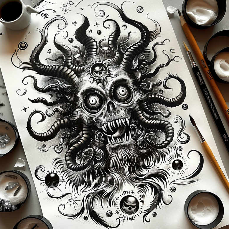 face-with-color – tattoo design ideas free ai generated – realistic-perspective – for-back-of-neck – Gallery: faces-inkby-ai
