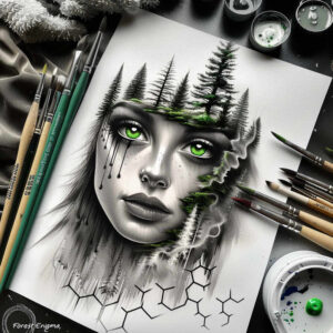 face-with-effects – tattoo design ideas free ai generated – light-reflections – for-thigh – Gallery: faces-inkby-ai