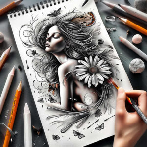 face-with-eyes – tattoo design ideas free ai generated – micro-detail – for-nape – Gallery: faces-inkby-ai