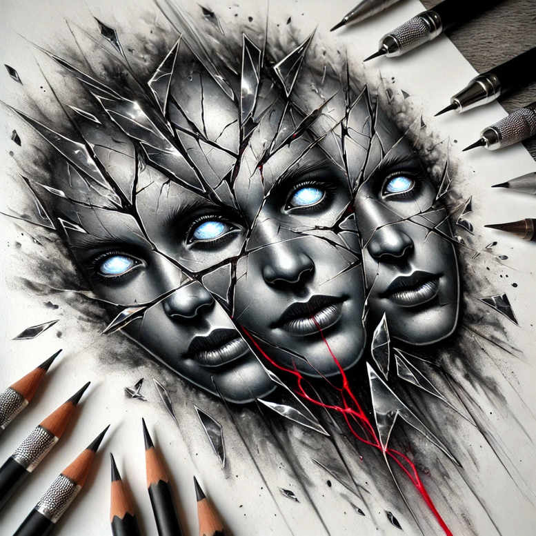 face-with-halo – tattoo design ideas free ai generated – realism-optical-depth – for-fingers – Gallery: faces-inkby-ai