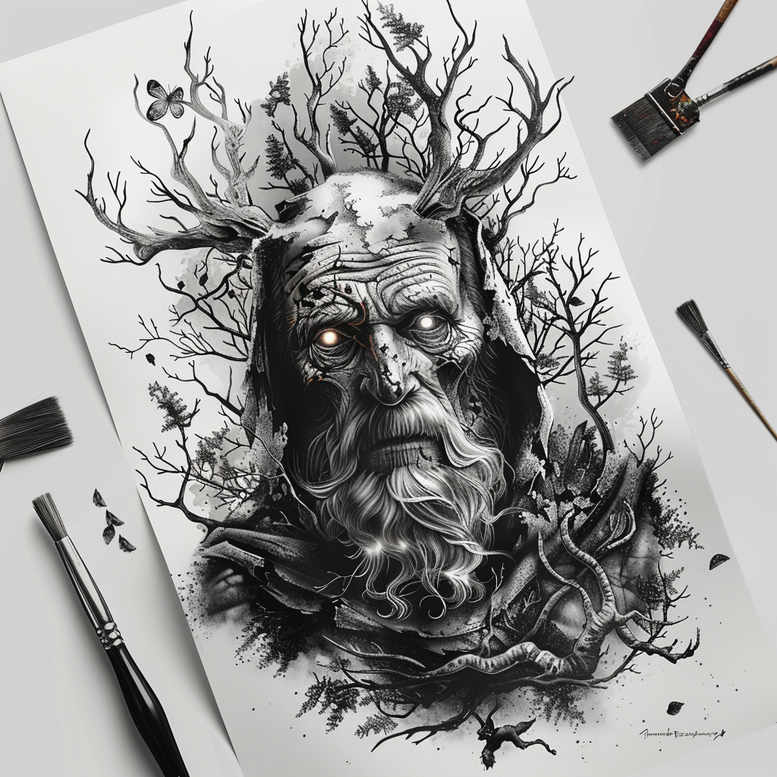 face-with-lips – tattoo design ideas free ai generated – naturalistic – for-forearm – Gallery: faces-inkby-ai