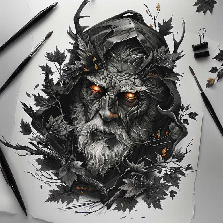 face-with-shadows – tattoo design ideas free ai generated – deep-shadows – for-sternum – Gallery: faces-inkby-ai