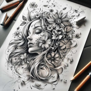 face-with-shadows – tattoo design ideas free ai generated – natural-contours – for-shoulder – Gallery: faces-inkby-ai