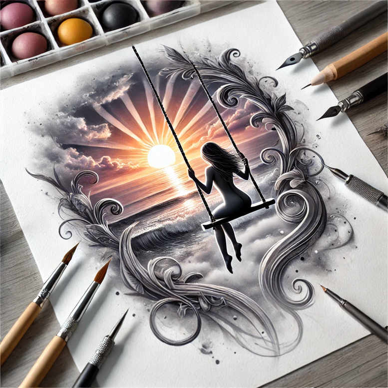 monochrome-face – tattoo design ideas free ai generated – realism-gradient-tones – for-upper-arm – Gallery: faces-inkby-ai