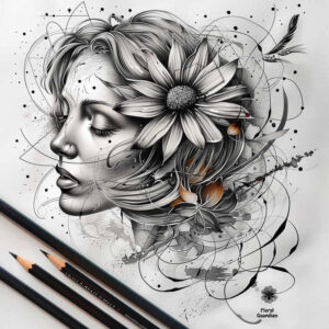 mystical-face – tattoo design ideas free ai generated – refined-lines – for-scapula – Gallery: faces-inkby-ai