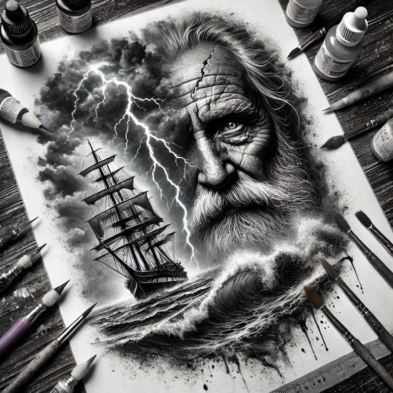 profile-face – tattoo design ideas free ai generated – neotraditional-crisp-lines – for-shin – Gallery: faces-inkby-ai