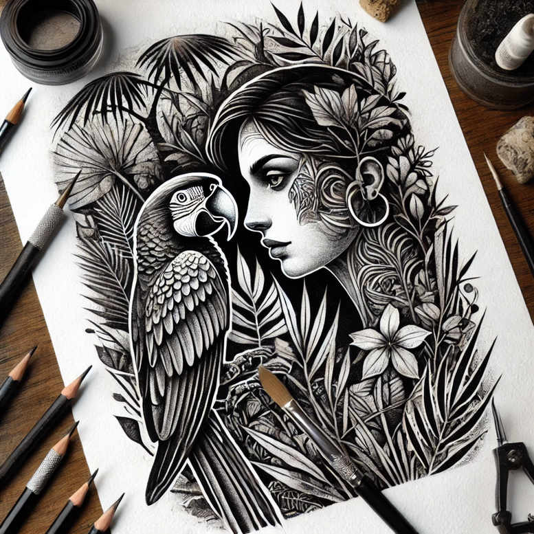 realistic-face – tattoo design ideas free ai generated – realism-soft-focus – for-biceps – Gallery: faces-inkby-ai